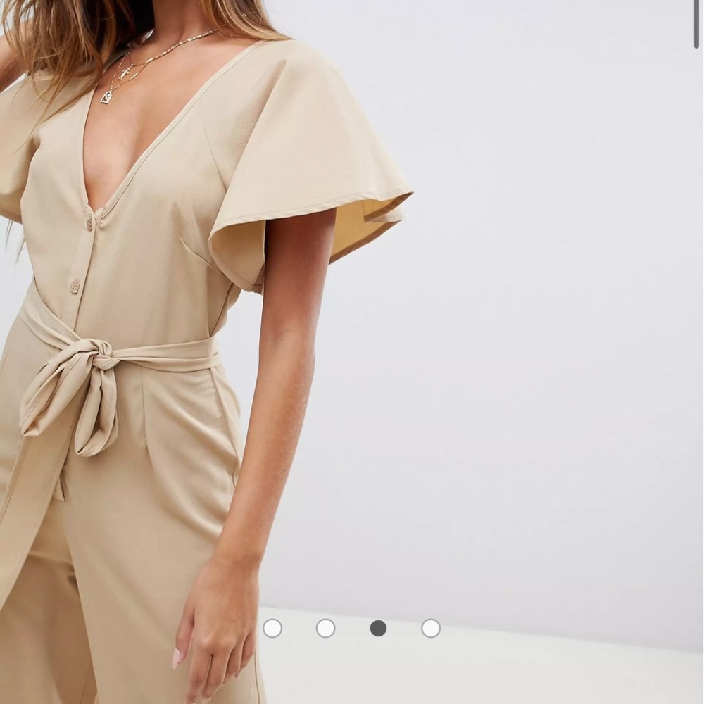 Asos Design Tea Jumpsuit With Button Front And Ti… - image 3